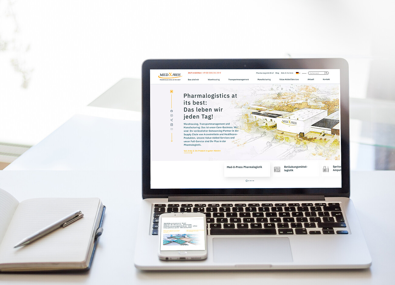 The new Med-X-Press website on a laptop and a mobile device